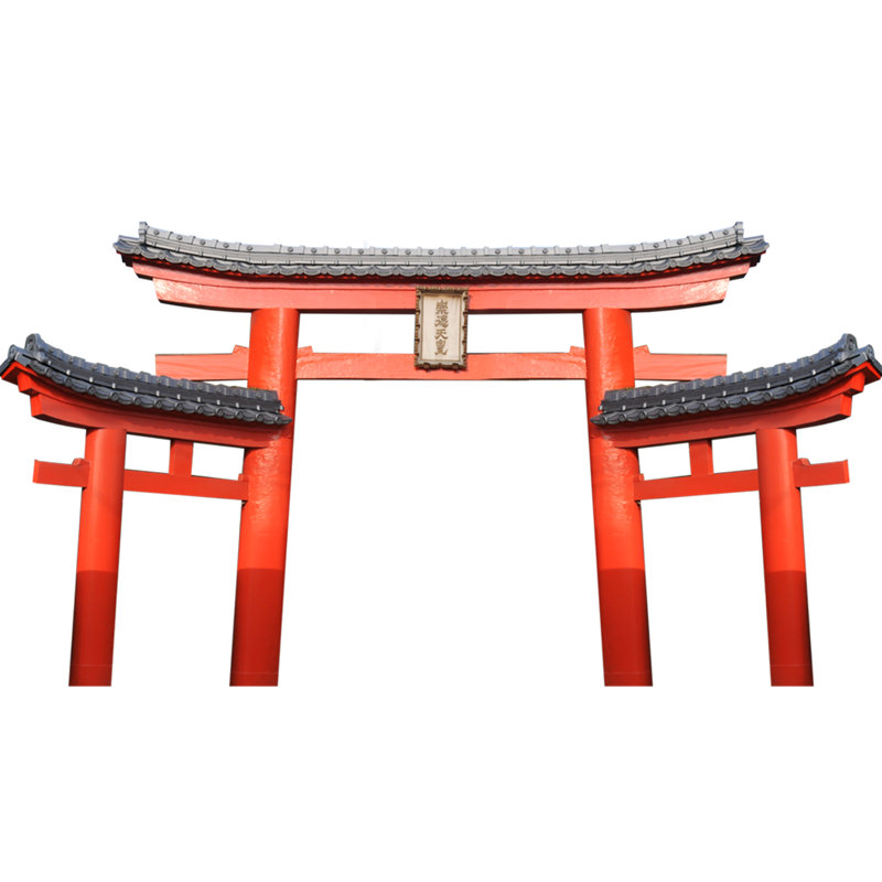 Standup en carton traditionnel japonais Torii, Rouge/noir
