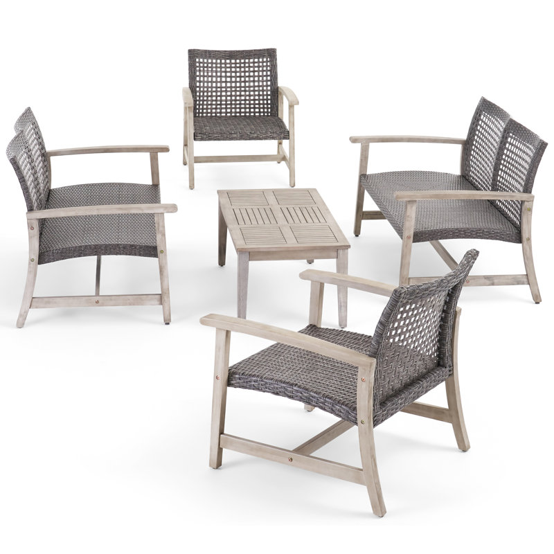 Becca 6-Person Patio Seating Group, Light Gray/Mixed Black