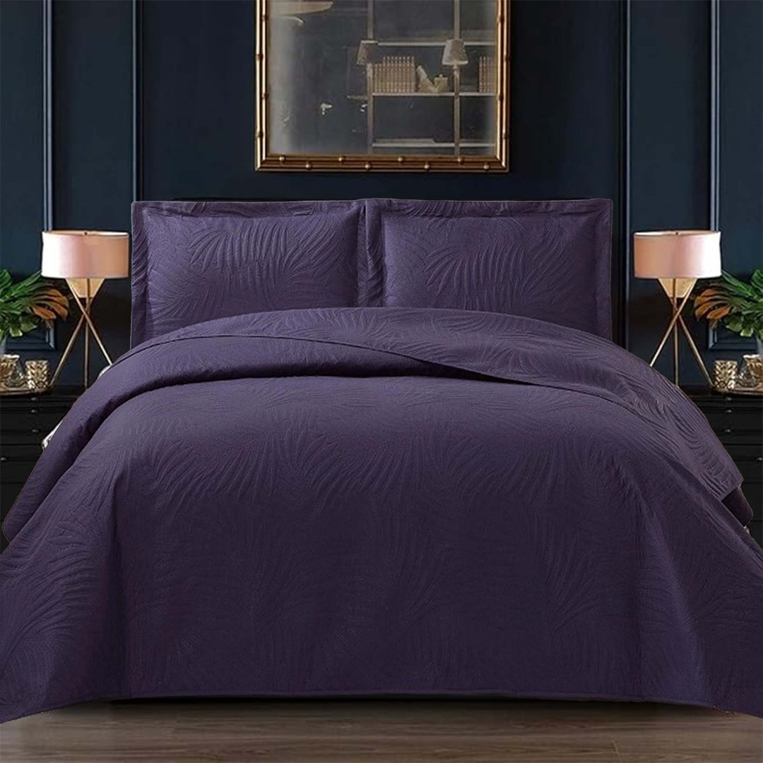 Polyester Floral Bedspread with Pillow Shams