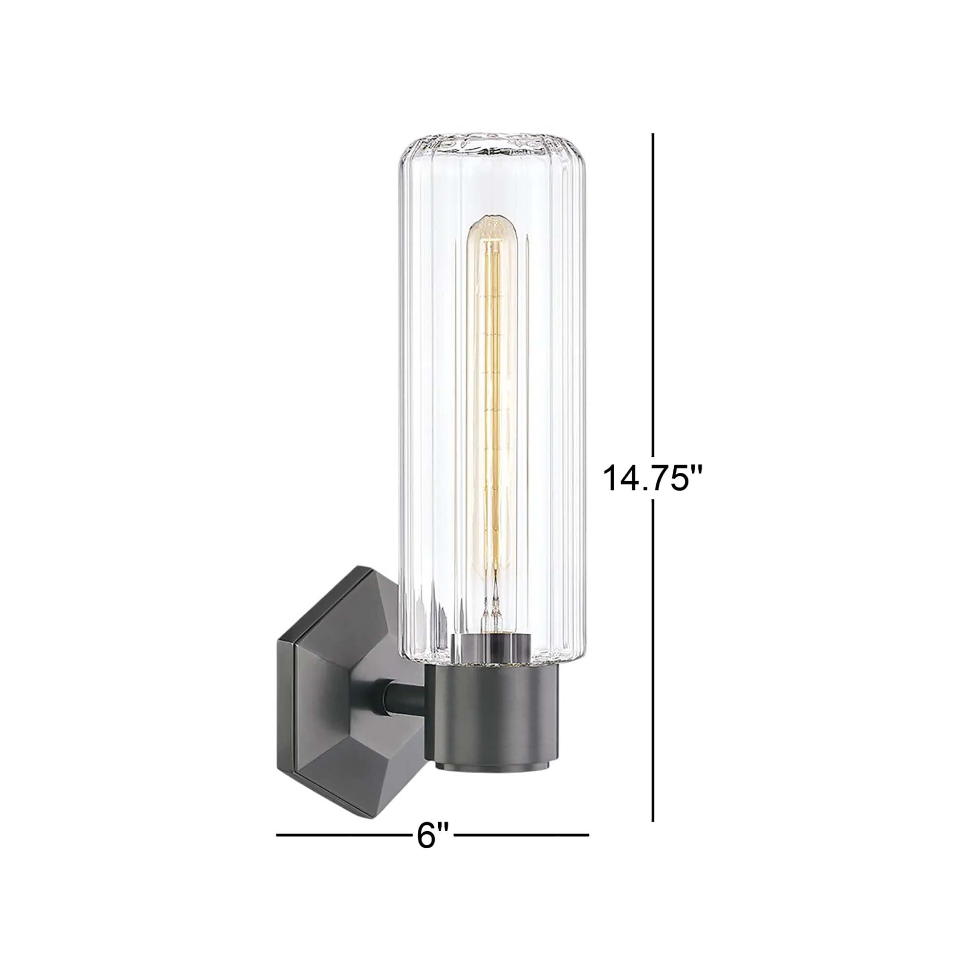Abigail Single Light Glass Dimmable Armed Sconce, Old Bronze