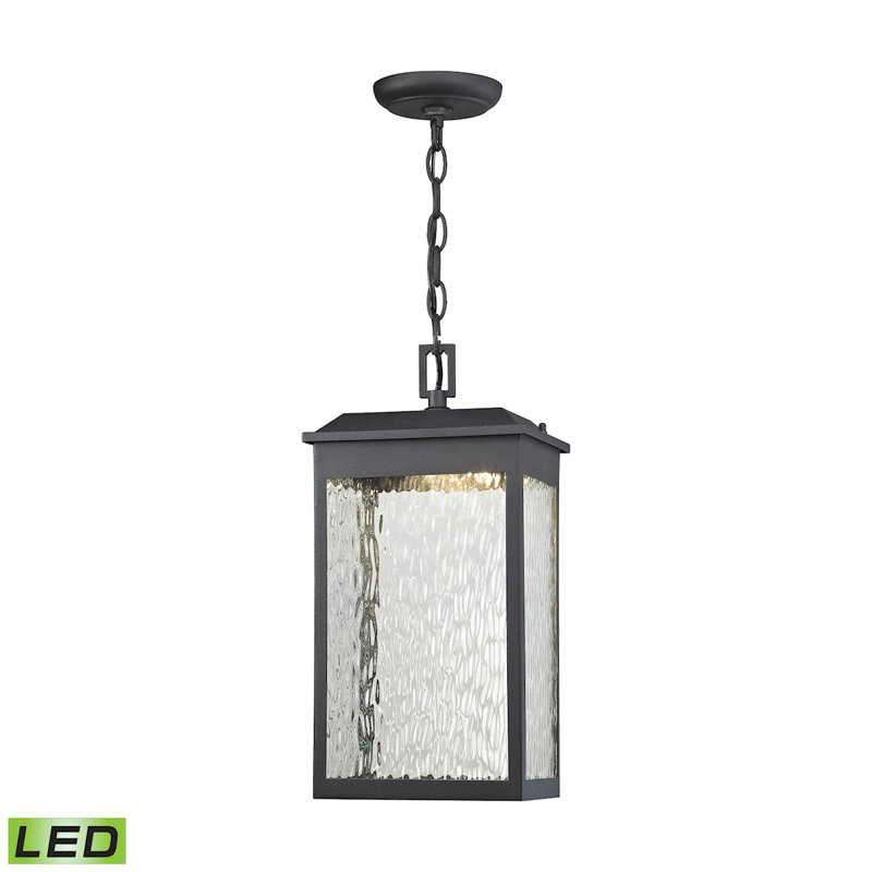 Luminaire suspendu d'extérieur 1 lumière de 8 po de largeur Newcastle - Noir mat texturé