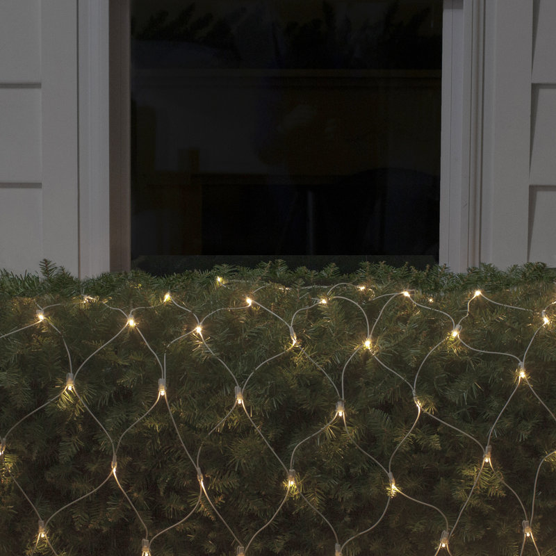 LED Wide Angle Net Style Column Wrap Christmas Lights White Wire, Warm White, 0.25" H x 24" W x 96" D