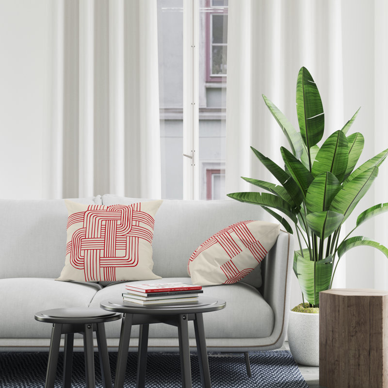 Jeté carré en polyester intérieur / extérieur, L 15 po x H 15 po, Rouge
