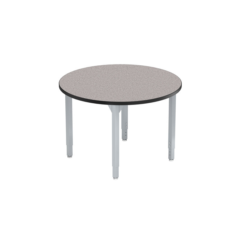 Table d'activité robuste à hauteur réglable, ronde 36 po, noyau en panneau de particules / moulure en T, structure grise
