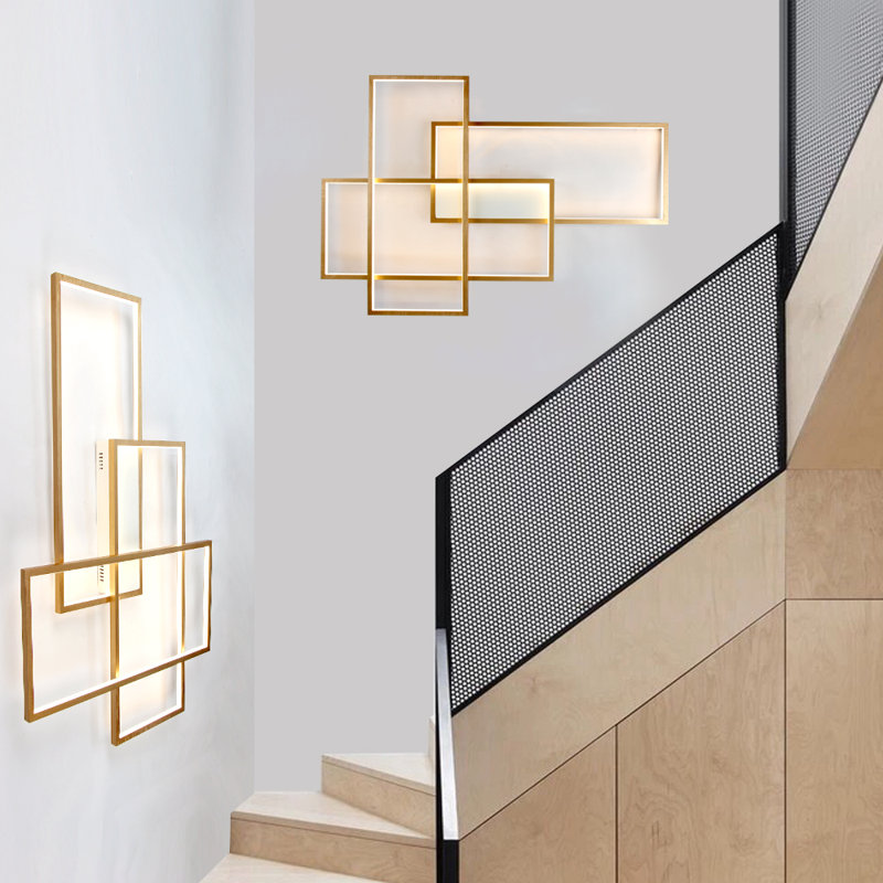 Tremberth LED Flush Mounted Sconce Switch Dimmable, Brushed Gold, 3.1" H x 39.8" W x 26.8" D