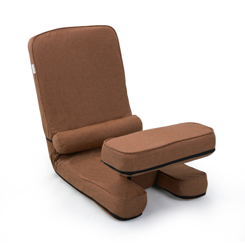 Multi-functional Foldable Sofa with Adjustable Angles and Pillow, Dark Brown Linen Cotton