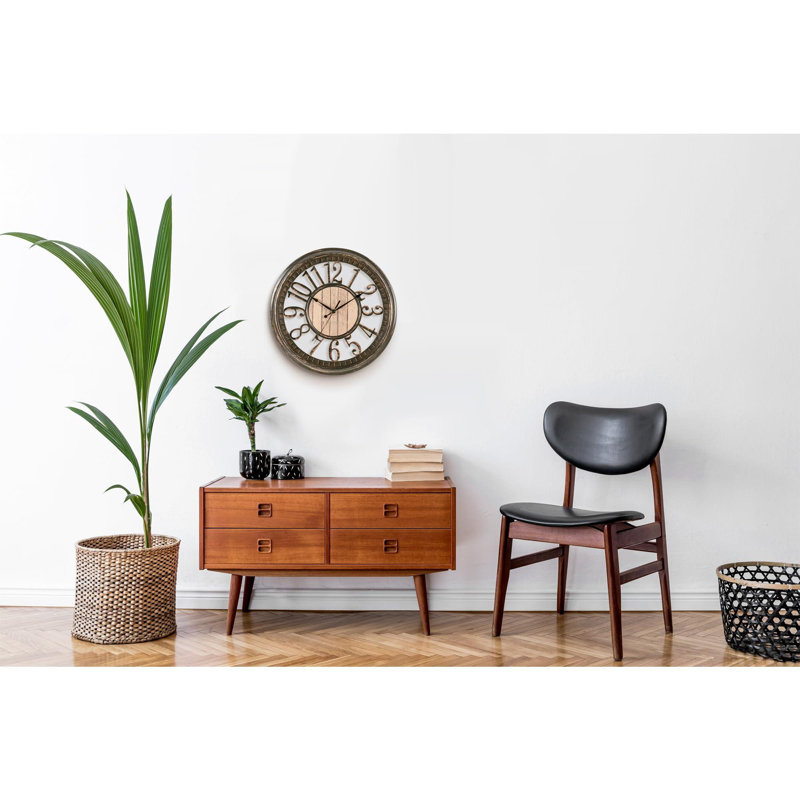 Large Wall Clock 16 Inch Non Ticking Battery Operated Brown Rustic Farmhouse Vintage Design Stylish Decorative Clocks