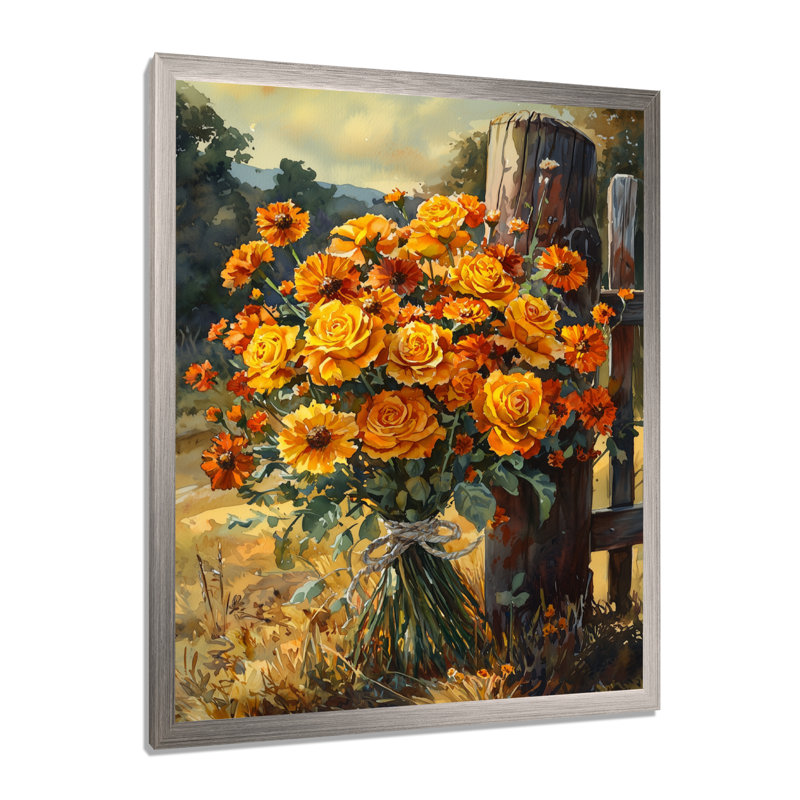 Sachiko - impressions sur toile florales, 32" H x 24" W, Reproduction encadrée d'une seule photo, Silver