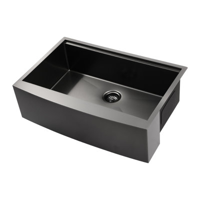 Évier de cuisine en acier inoxydable à tablier simple 33 x 22 x 10 po avec station de travail - noir mat, haute température, sécuritaire pour les articles chauds - Surface, votre