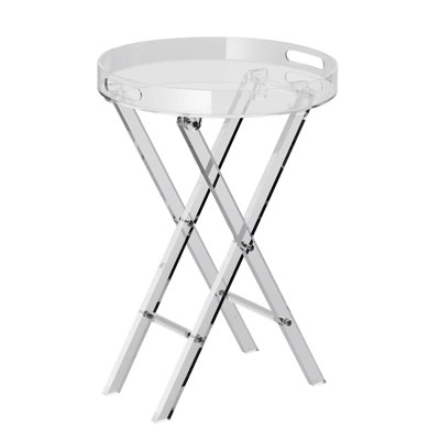 Table-plateau pliante en acrylique, table de bout en acrylique avec pieds en X pliables, table d'appoint en acrylique transparent pour le café, les boissons, la nourriture, les collations utilisées dans le salon, la chambre à coucher et le bureau