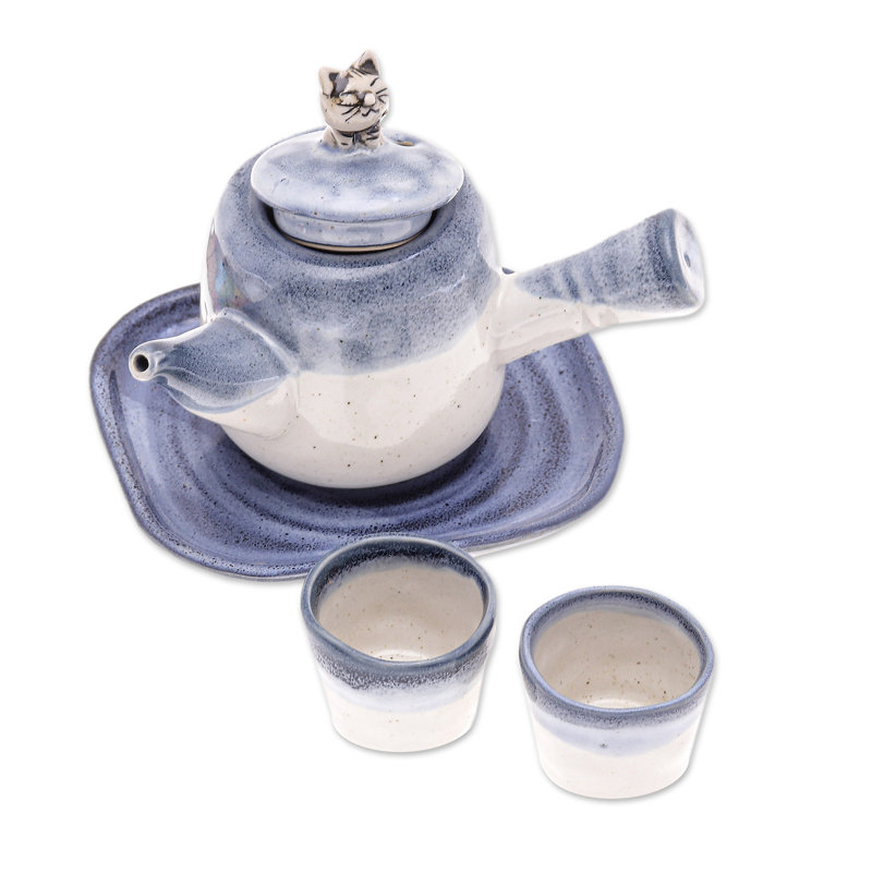 Red Barrel Studio® Handmade Cozy Meows Ceramic Tea Set