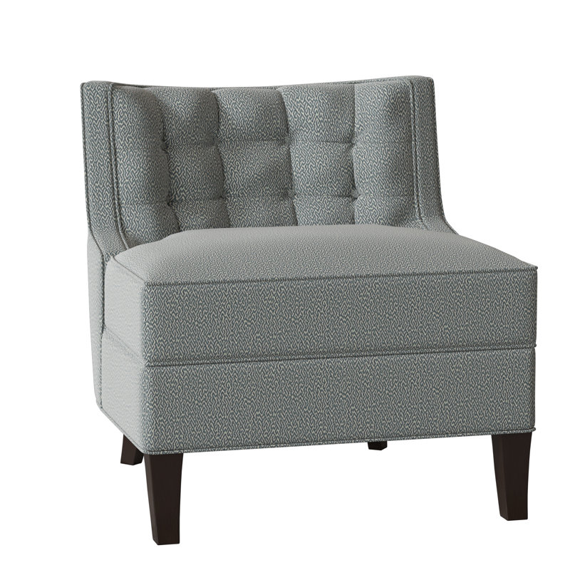 Chaise d'appoint avec coussin en polyester de 29 po de largeur Social, Cyan Maya, Noyer américain