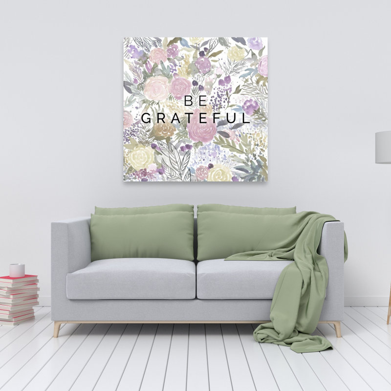 Be Be Grateful - Toile illustrative de fleurs pour la décoration intérieure