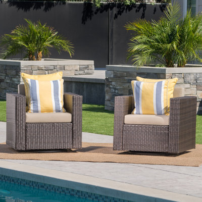 Chaise de terrasse pivotante avec coussins Arville