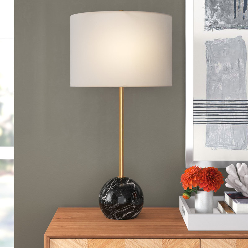 Hilda Marble Table Lamp, Gold/Black