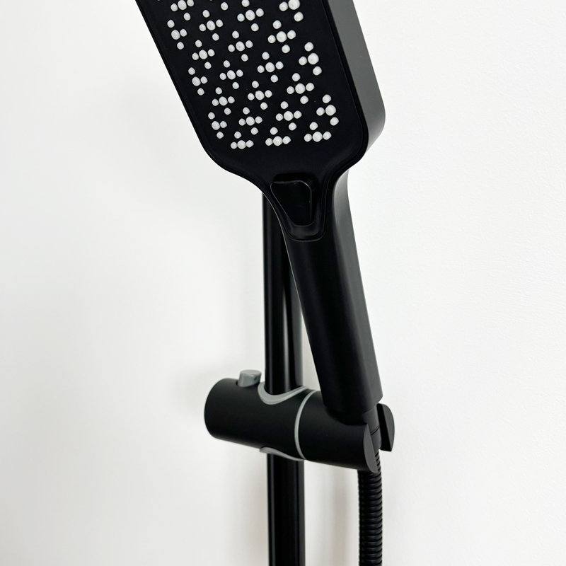 Douche à main avec barre coulissante, Noir mat