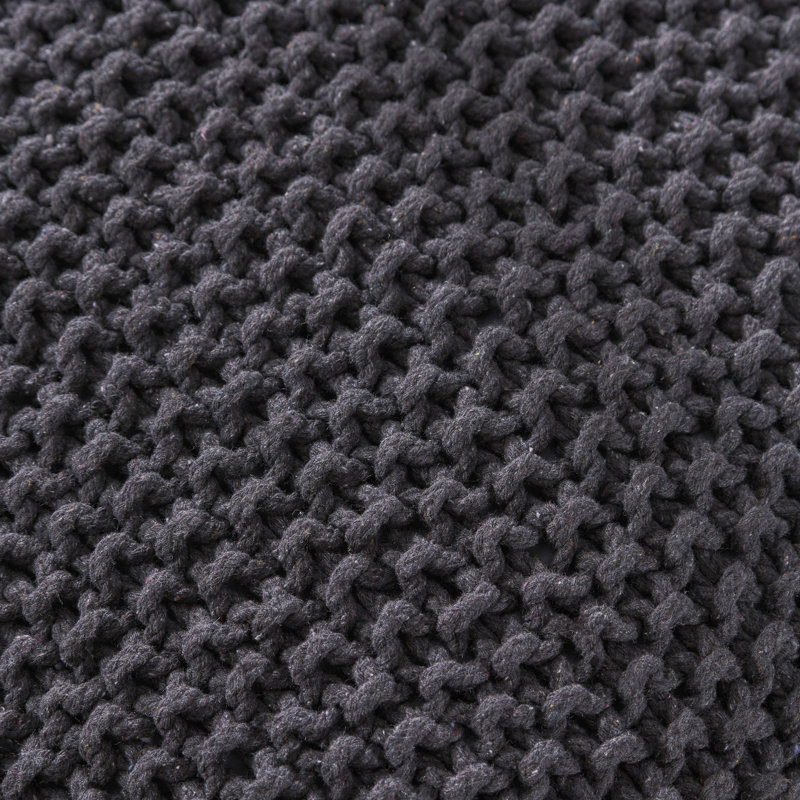 Pouf 100% coton tricoté gris foncé 20,5 x 20,5 x 16,5 - usage polyvalent 20,91 x 20,91 x 16,73