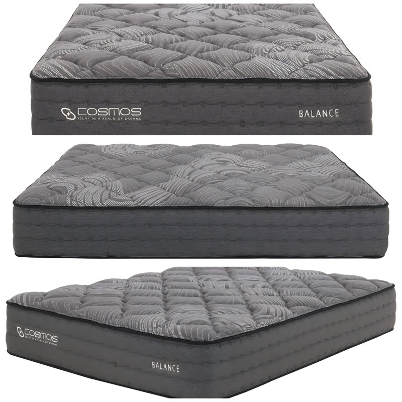 SUPER NOVA Queen Size 14" Pocket Innerspring Mattress with Memory Foam and Foam Encased Core - Gray, Queen