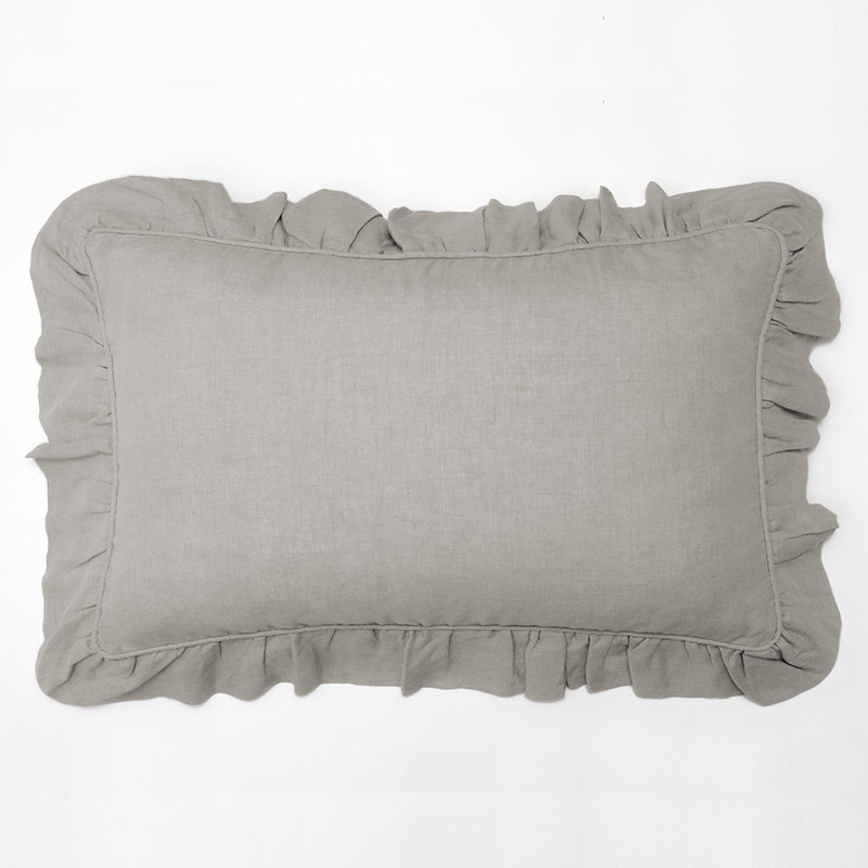 Linen Lumbar Pillow Cover & Insert, Lumbar  14"H x 24" W, Black