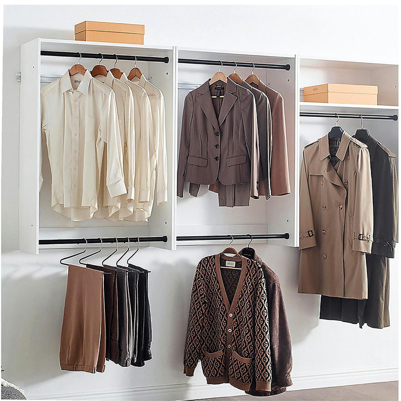 Devi White Wall Mounted Wood Closet System