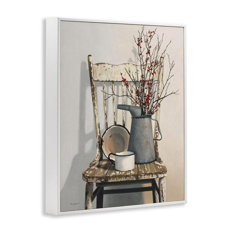 Vintage Rustic Things Neutral Painting White Framed Giclee Texturized Art by Cecile Baird, 20" H x 16" W