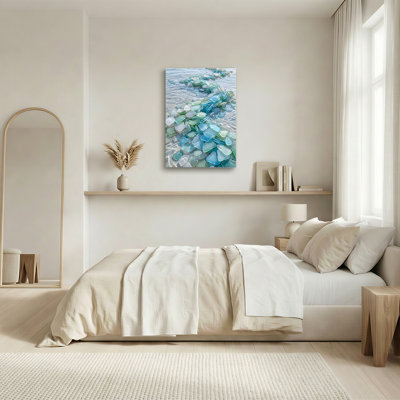 Blue and Green Sea Glass in Shallow Water Canvas Wall Art