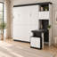 Lit escamotable Deskvora (taille standard) avec bureau intégré, étagères et placards de rangement réversibles, blanc, gain de place, structure en bois massif et MDF, sommier à lattes en pin.