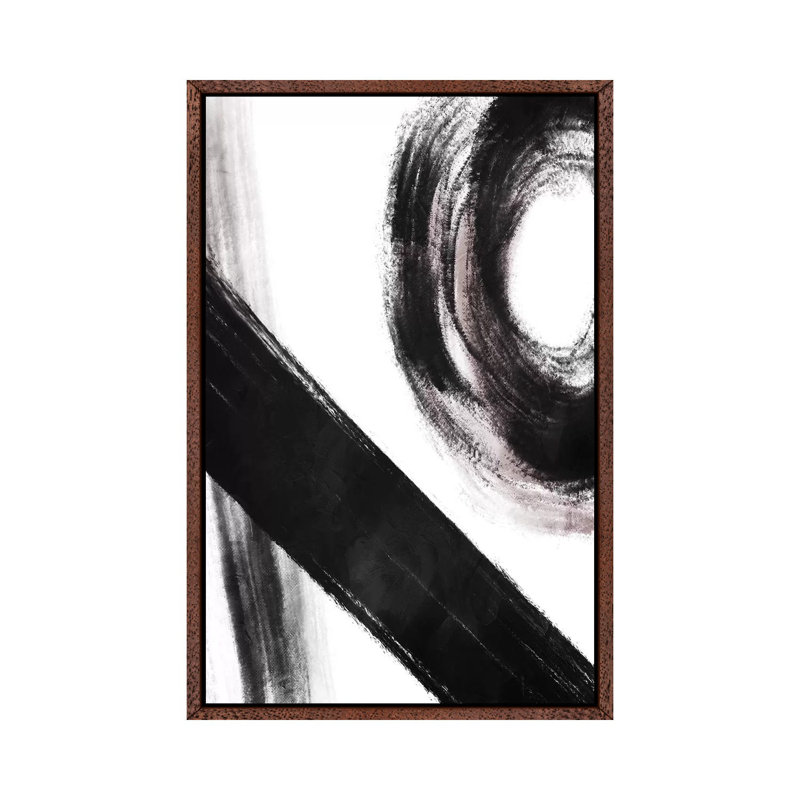 Strokes IV by On Rei - Painting on Canvas, 66.04cm H x 45.72cm W x 3.81cm D, Classic Brown Wood Framed