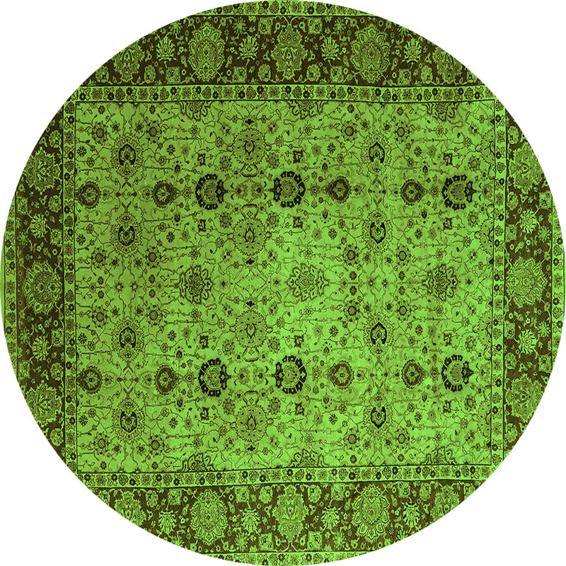 Tapis vert moyen lavable 1238 Mid-Century, Rond 7 pi