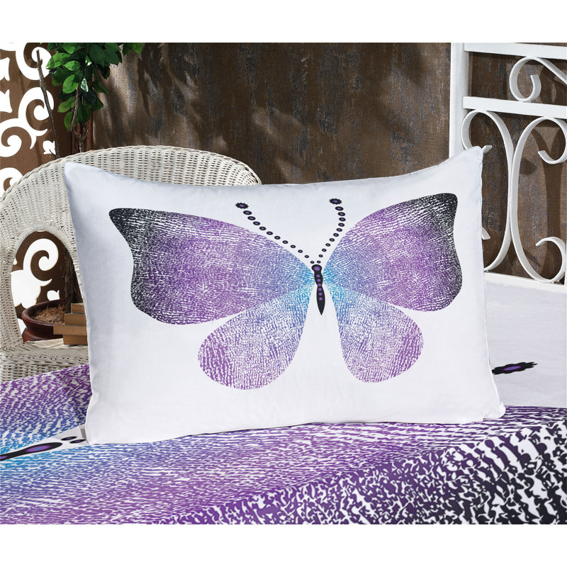 Ensemble de draps et taies décoratives à motif de papillons Ambesonne, mauve foncé et violet
