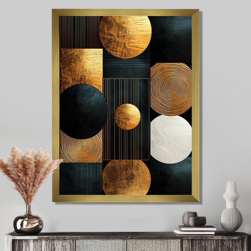 Frederick - Abstract Canvas Prints, 20" H x 12" W, Gold, Picture Framed