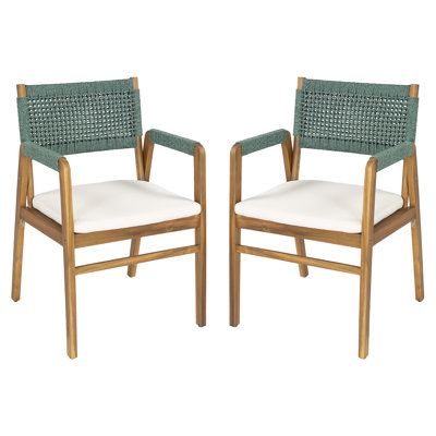 Brendalyn Rope Woven Acacia Dining Chair Set