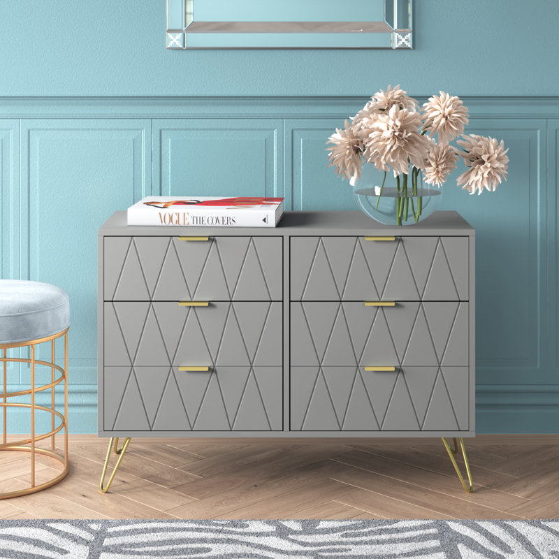 Marable 39.4'' W 6 - Drawer Dresser, Gray