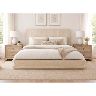 Flagstaff King Bedroom Set With Two Nightstands In Stone Natural Finish