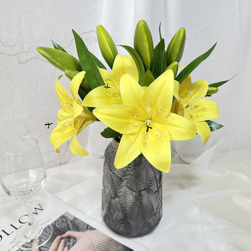 4 pièces fleur de lis artificielle, Jaune