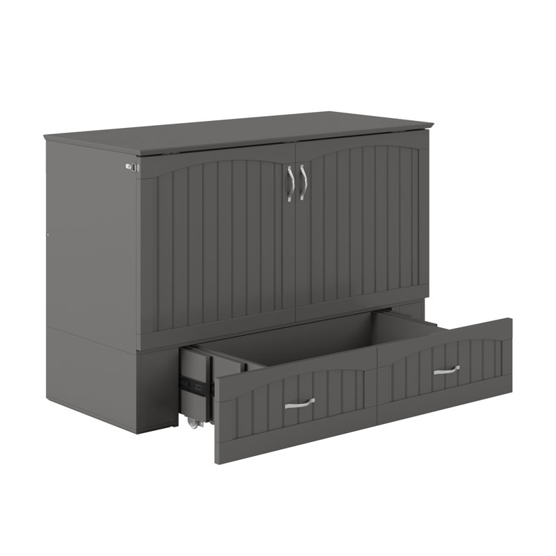 Commode de lit Murphy avec rangement et chargeur intégré, Double, Gris