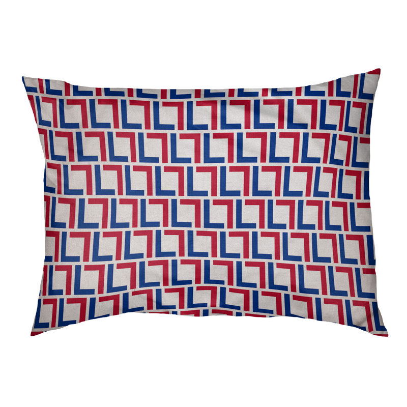 Coussin Foucault, Petit (l 28 po x P 18 po x H 4 po), Blanc / Bleu / Rouge