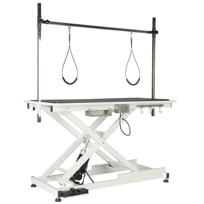 67'' H x 49.6'' W x 26'' D Metal Adjustable Dog Electric Grooming Table
