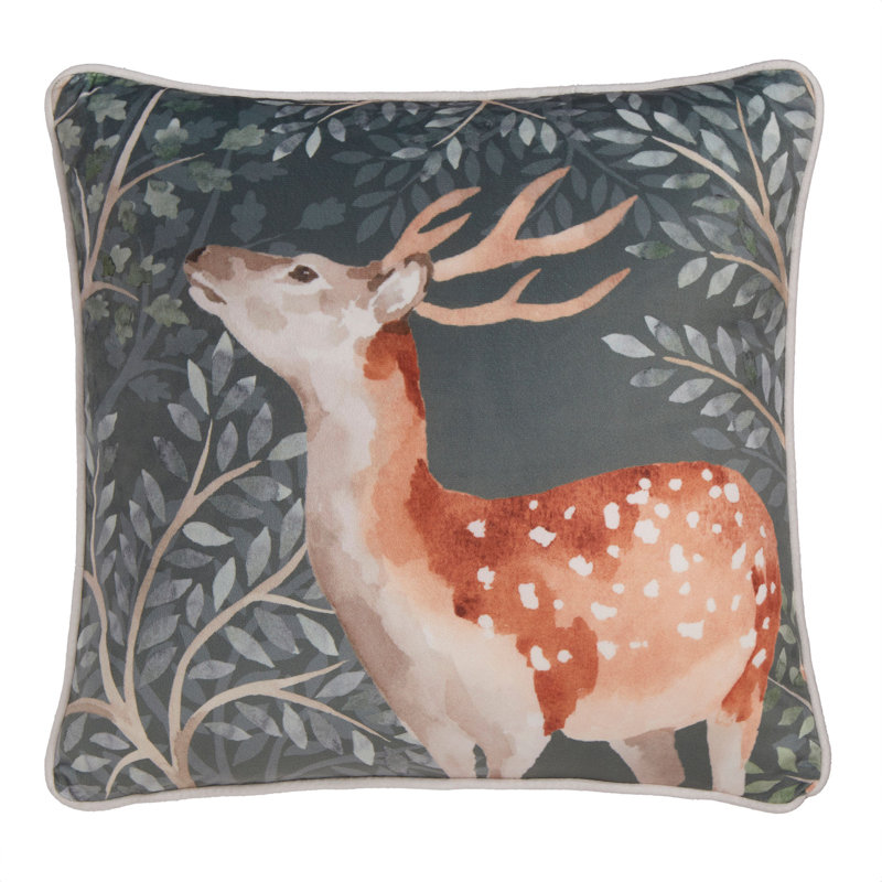 Forest Animals Animal Print Square Throw Cushion Cover, Green