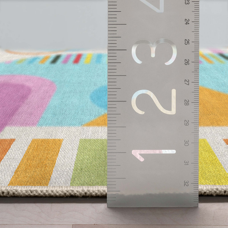 Crayola Modern Parade Multi Color Area Rug, Rectangle 5'3" x 7'3"