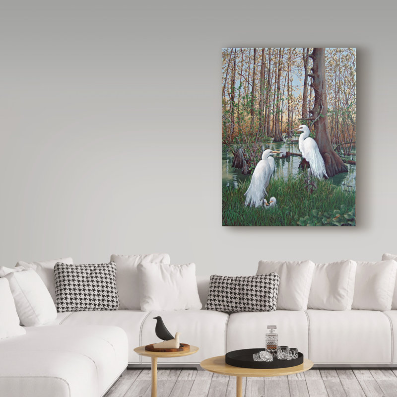 «Snowy White Egret Nesting» par Carol J Rupp, reproduction sur toile, H 24 po x l 18 po x P 2 po