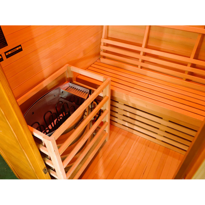 SunRay Saunas 2 - Person Bluetooth Compatible Traditional Steam Sauna in Hemlock