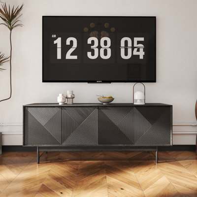 Meuble télé Mid-Century avec pieds hauts pour téléviseur de 65 po ou moins