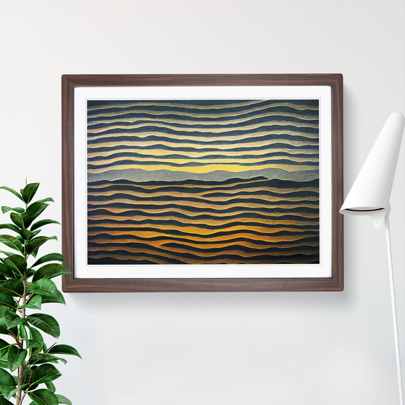 Abstract Ocean Ripples - Framed Print, 25cm H x 34cm W x 2cm D, Walnut