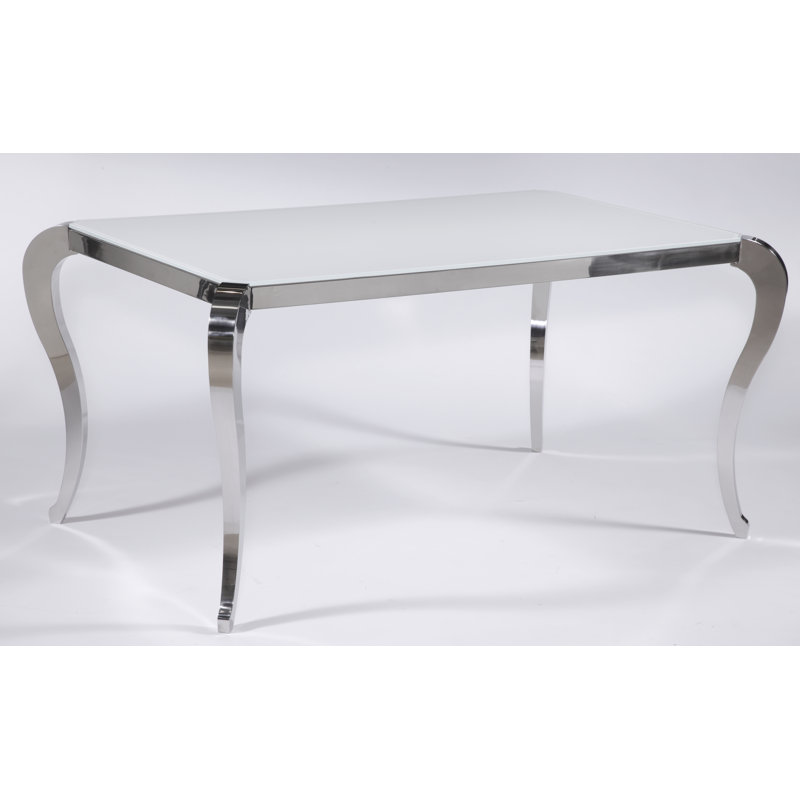 Glass Top Metal Base Dining Table