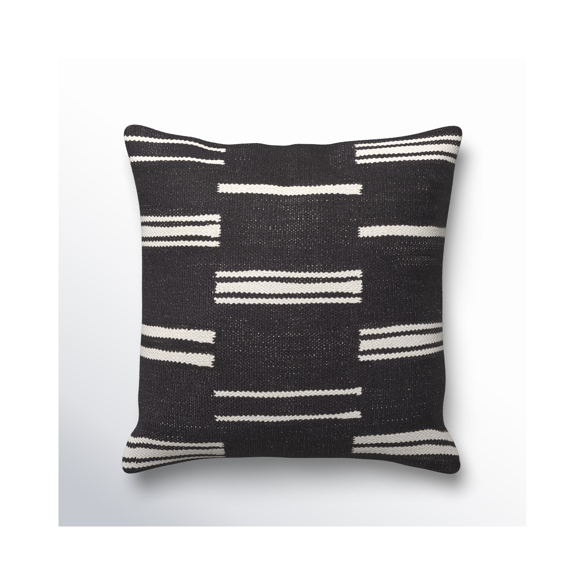 Chanterelle Embroidered Cotton Throw Pillow, Black/White, Pillow Cover Only - No Insert, 22" x 22"