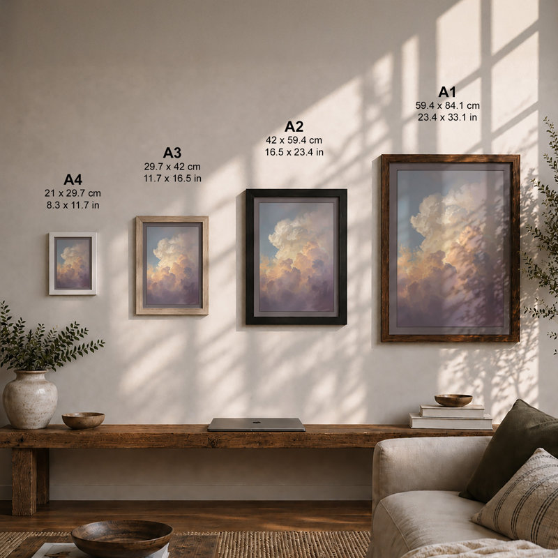Cloud Light Modern - Framed Print, A1 - 84.1 x 59.4 cm, Oak
