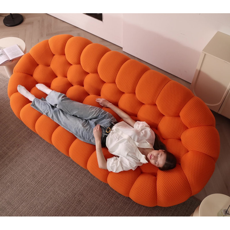 Cherica 98.43'' Orange Upholstered Sofa