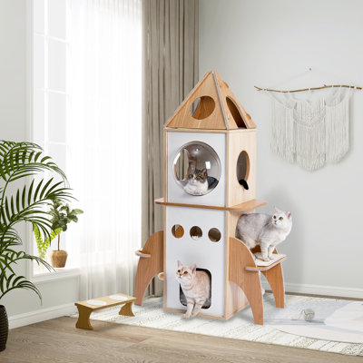 54'''' Rocket Multi-Level Cat Tree Space Ship Modern Cat Tower