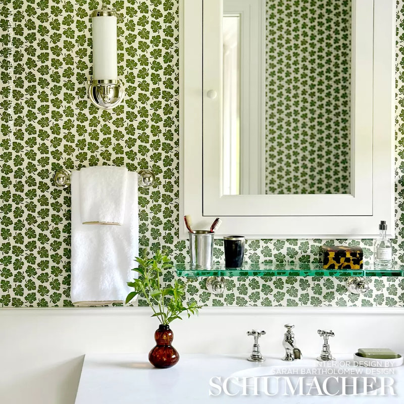 Schumacher X Rita Konig Olive Wallpaper, Green